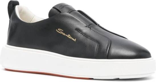 Santoni slip-on leather sneakers Black