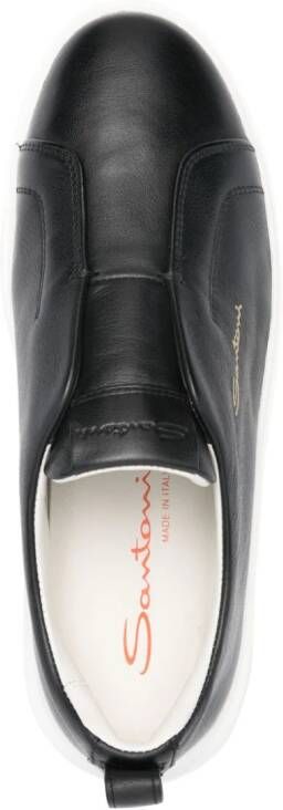 Santoni slip-on leather sneakers Black