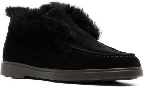 Santoni slip-on shearling loafers Black