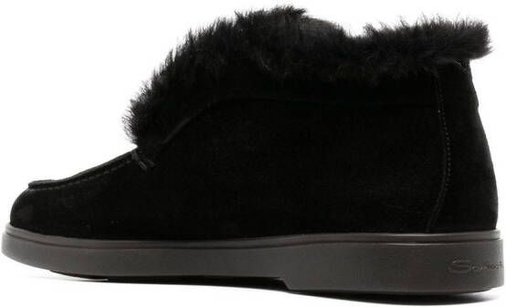 Santoni slip-on shearling loafers Black