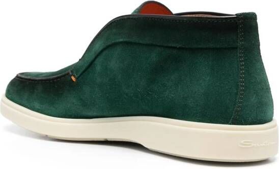 Santoni slip-on suede boots Green