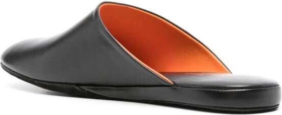 Santoni smooth leather slippers Black