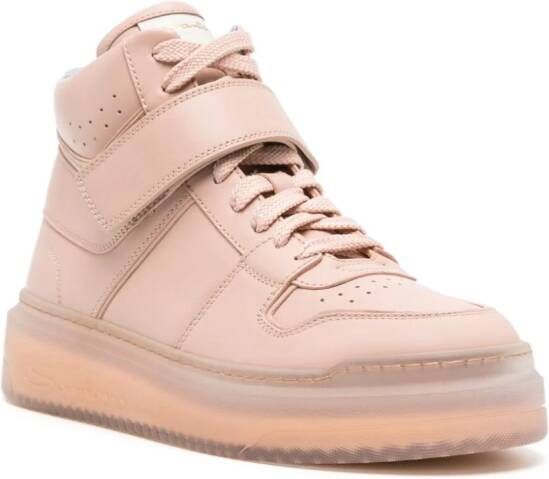 Santoni Sneak-Air leather high-top sneakers Pink
