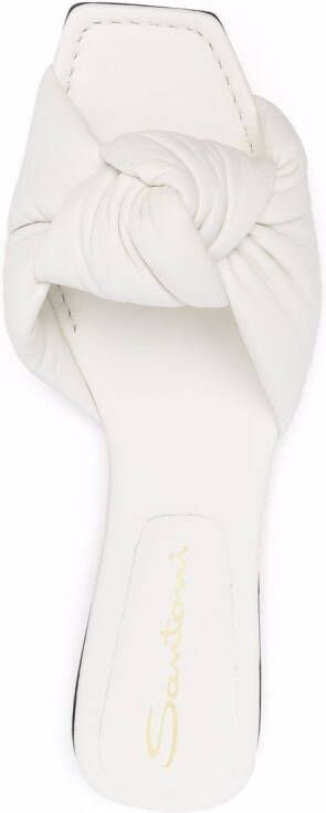 Santoni square-toe leather sandals White