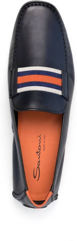 Santoni striped-band leather loafers Blue