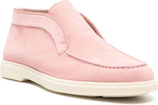 Santoni suede ankle loafers Pink