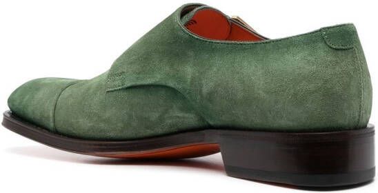 Santoni suede double-buckle shoes Green