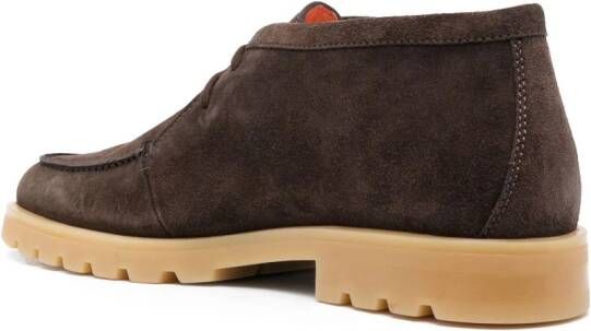 Santoni suede lace-up ankle boots Brown