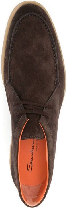 Santoni suede lace-up ankle boots Brown