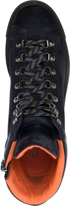 Santoni suede lace-up boots Blue