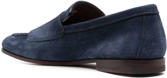 Santoni suede-leather monk shoes Blue