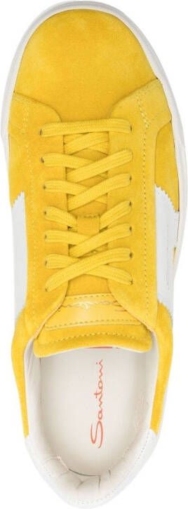 Santoni suede low-top sneakers Yellow
