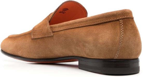 Santoni suede penny loafer Brown