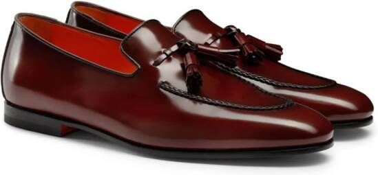 Santoni tassel-charm leather loafers Red