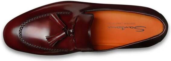 Santoni tassel-charm leather loafers Red