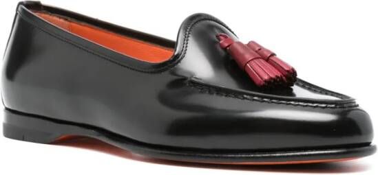 Santoni tassel-detail leather loafers Black