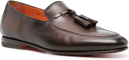 Santoni tassel-detail leather loafers Brown