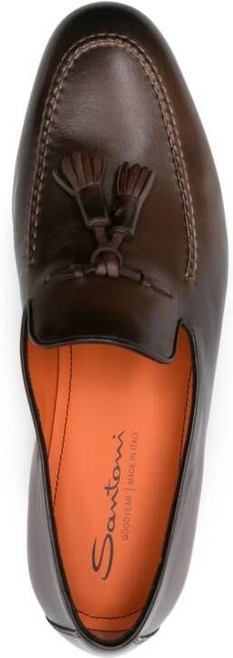 Santoni tassel-detail leather loafers Brown