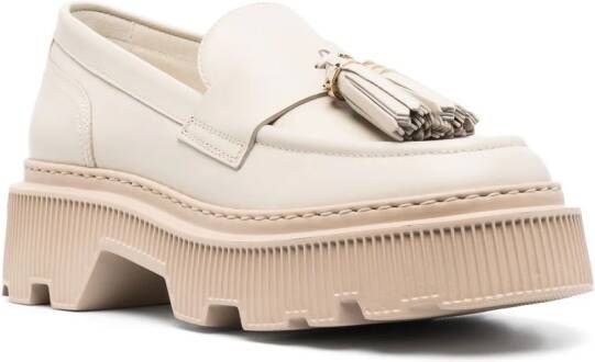 Santoni tassel-detail leather loafers Neutrals