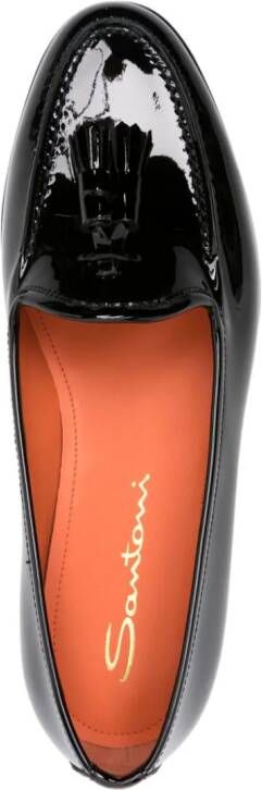Santoni tassel-detail patent loafers Black
