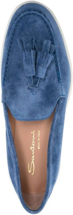 Santoni tassel-detail suede loafers Blue