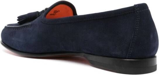 Santoni tassel-detail suede loafers Blue