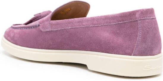 Santoni tassel-detail suede loafers Purple