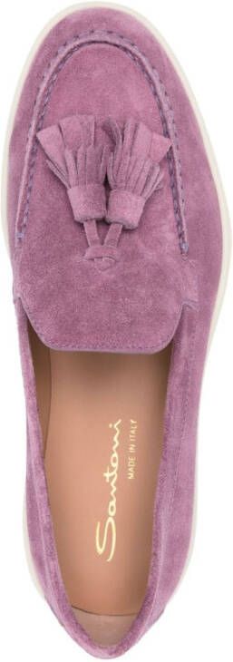 Santoni tassel-detail suede loafers Purple