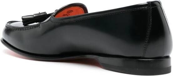 Santoni tassel-embellished leather loafers Black