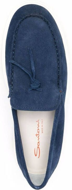 Santoni tassel-embellished suede loafers Blue