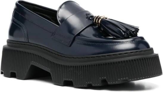 Santoni tassel leather loafers Blue