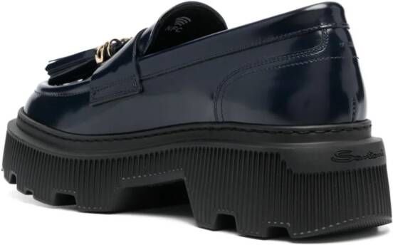 Santoni tassel leather loafers Blue