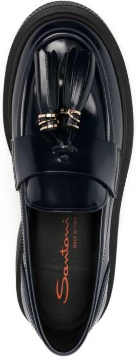 Santoni tassel leather loafers Blue