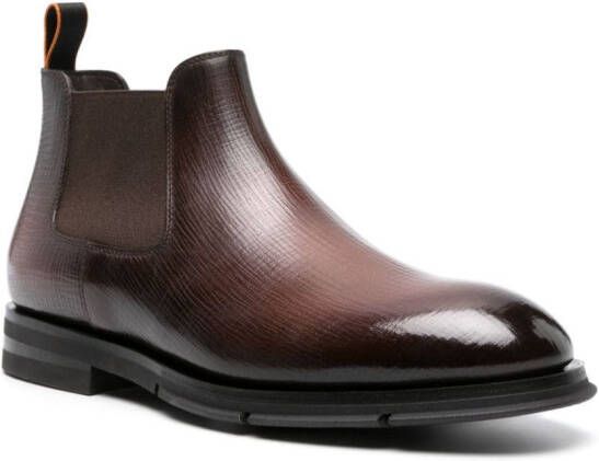 Santoni textured leather chelsea boots Brown