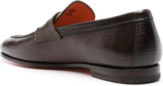 Santoni textured leather loafers Brown