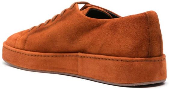 Santoni tonal-design suede lace-up sneakers Orange