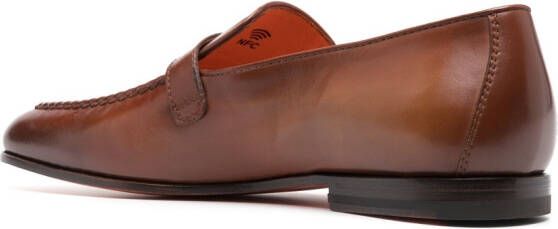 Santoni tonal leather loafers Brown