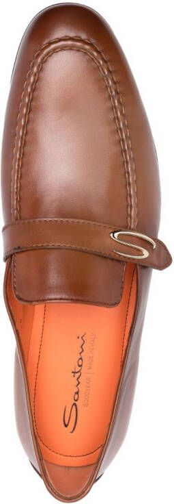 Santoni tonal leather loafers Brown