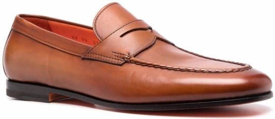 Santoni tonal leather loafers Brown