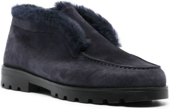 Santoni tonal-stitching leather loafers Blue