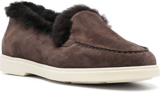 Santoni tonal-stitching leather loafers Brown