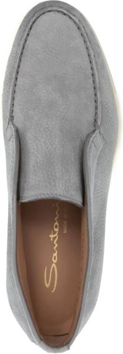 Santoni tonal-stitching leather loafers Grey