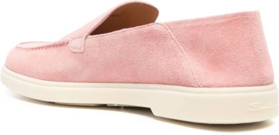 Santoni tonal-stitching suede loafers Pink