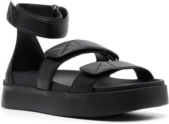 Santoni touch-strap leather sandals Black