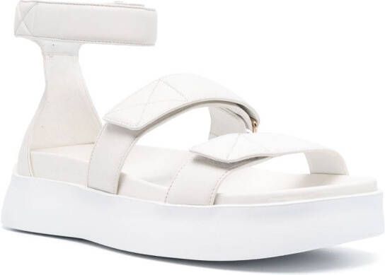 Santoni touch-strap leather sandals White