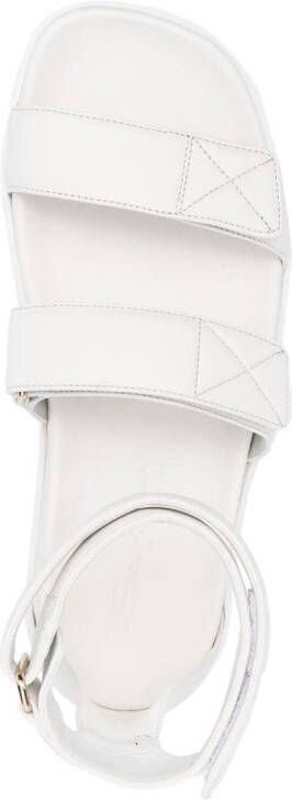 Santoni touch-strap leather sandals White