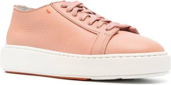 Santoni tumbled leather sneakers Pink