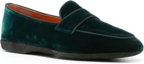 Santoni velvet slip-on slippers Green