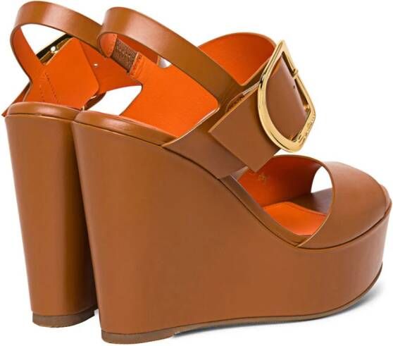 Santoni wedge leather sandals Brown