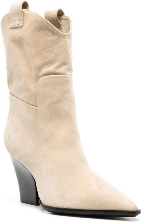 Santoni Western pointed-toe suede boots Neutrals